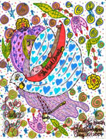The Painter & The Red Canoe Doodle Art 4X6